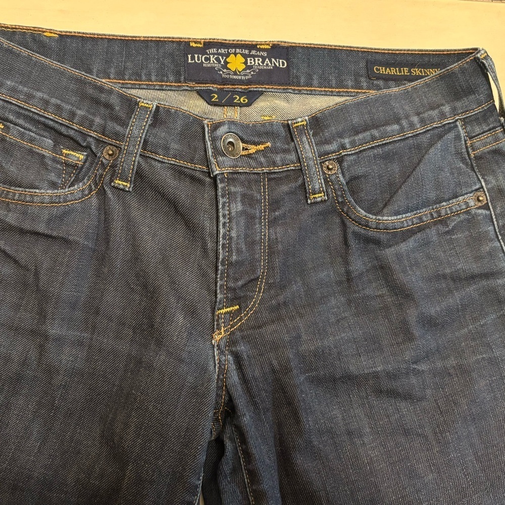 Lucky Brand Charlie Skinny Jeans Size 2 / 26 Dark Wash Stretch Mid-Rise Denim